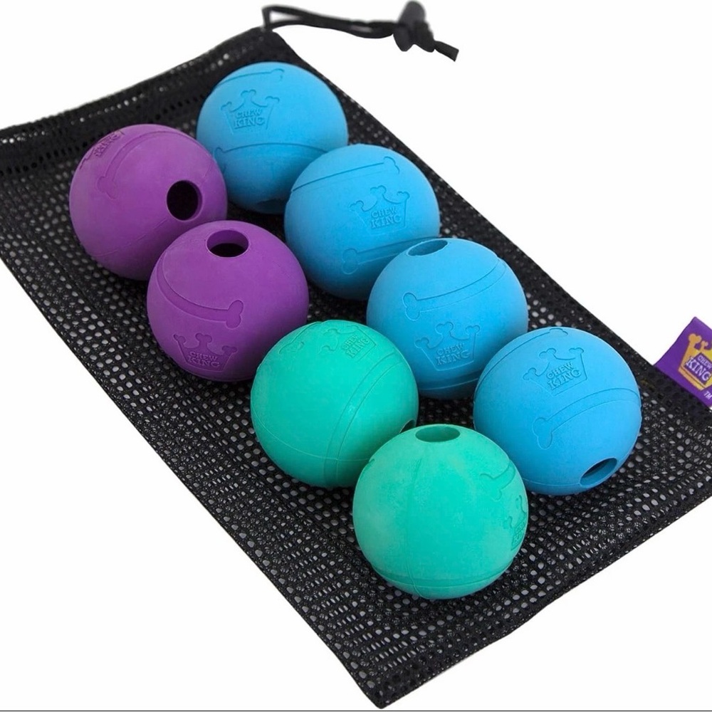 Chew King Dog Rubber Chew Balls - Purple, Teal, Blue